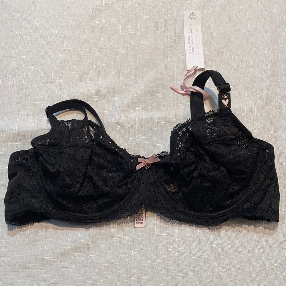 Victoria’s Secret Unlined Demi Bra. Black Lace. 36D. NWT.